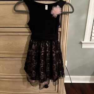 Cherokee Black Dress with Pink Lace Accent